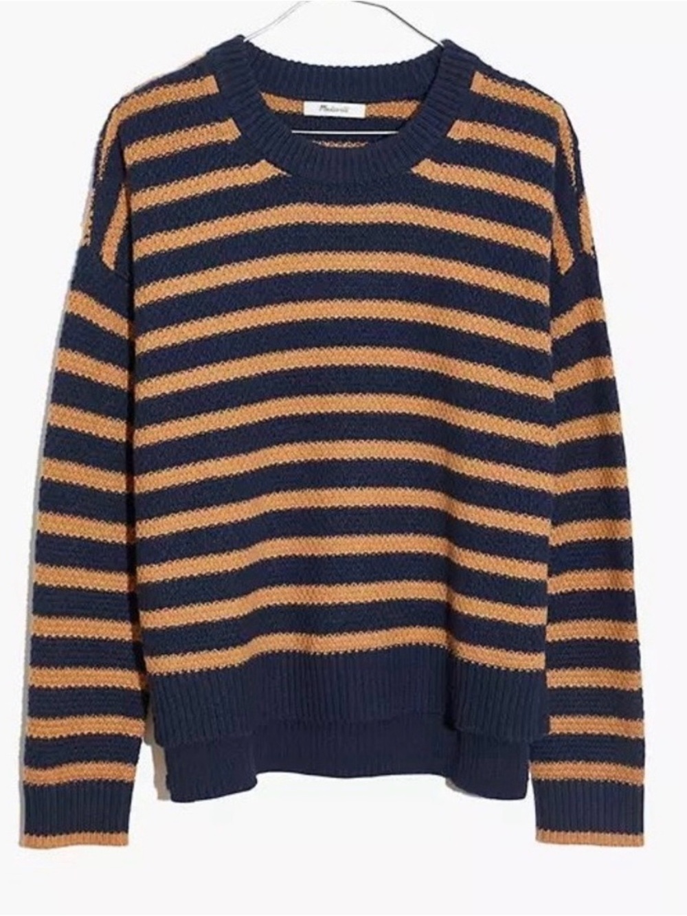 Madewell Striped Pickford Pullover Sweater Size Large Navy Brown